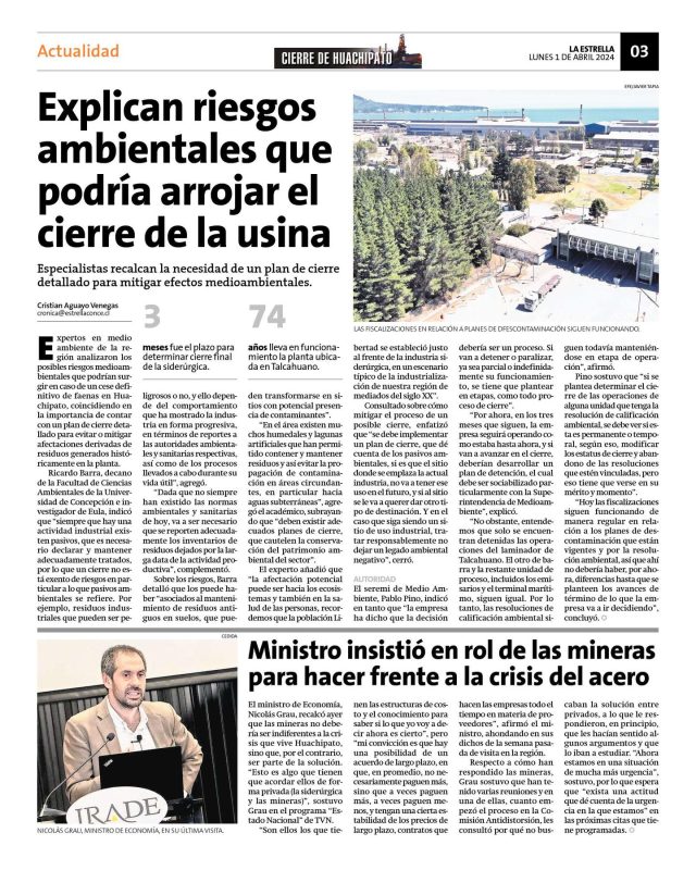Imagen diario La Estrella entrevista a Dr. Ricardo Barra