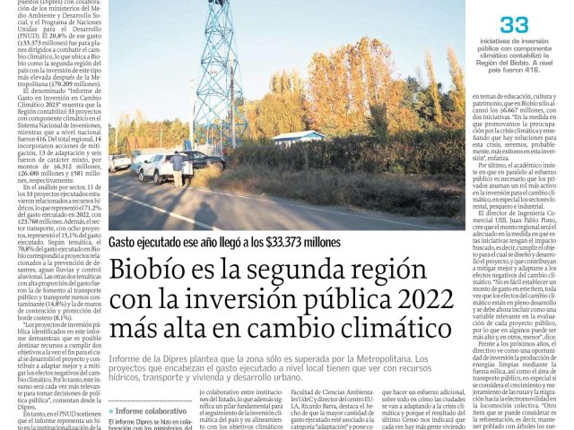 Biobío es la segunda región con la inversión pública 2022 más alta en cambio climático