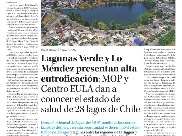 Lagunas Verde y Lo Méndez presentan alta eutroficación: MOP y Centro EULA dan a conocer el estado de salud de 28 lagos de Chile