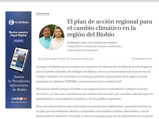 El plan de acción regional para el cambio climático en la región del Biobío