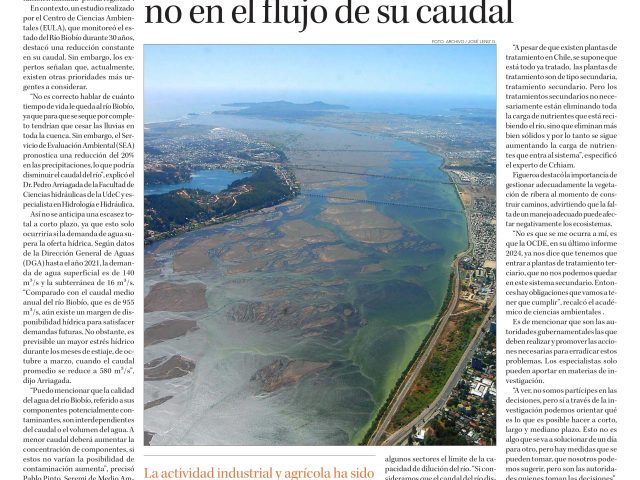 Río Biobío: principal problema está en la calidad del agua y no en el flujo de su caudal