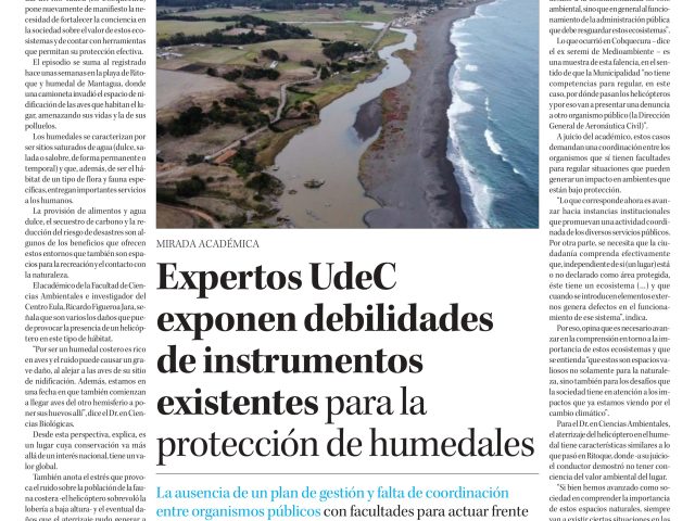 Expertos UdeC exponen debilidades de instrumentos existentes para la protección de humedales