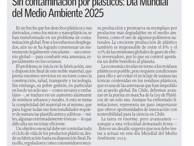 Sin contaminación por plásticos: Día Mundial del Medio Ambiente 2025