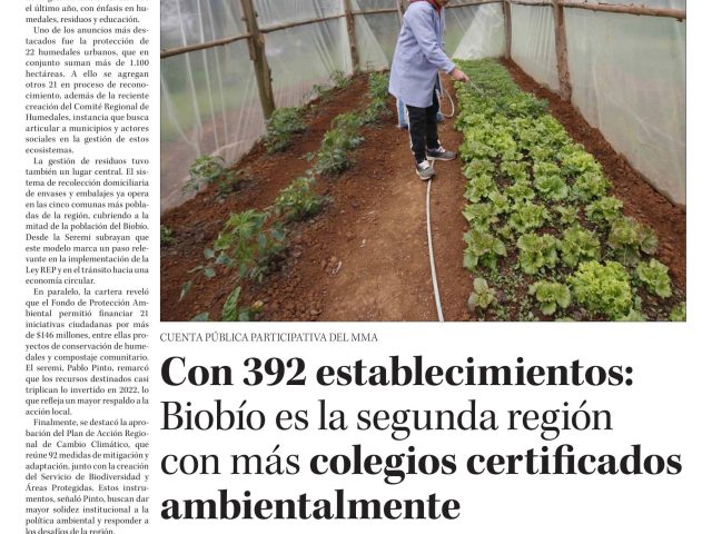 Con 392 establecimientos: Biobío es la segunda región con más colegios certificados ambientalmente