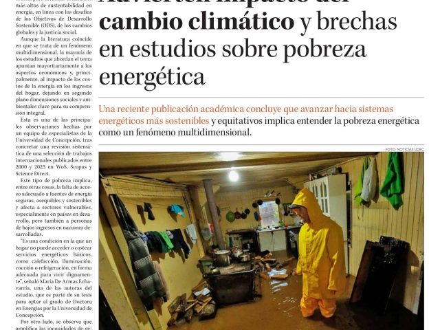 Investigación UdeC advierte impacto del cambio climático y brechas en estudios sobre pobreza energética