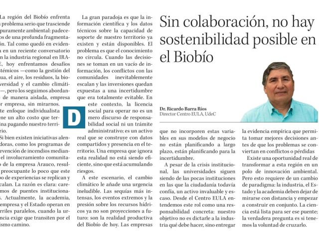 Sin colaboración, no hay sostenibilidad posible en el Biobío